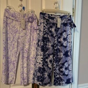 No Comment girls Tie-Dye Wide Leg Pants with attached belt sash; size: L(14)